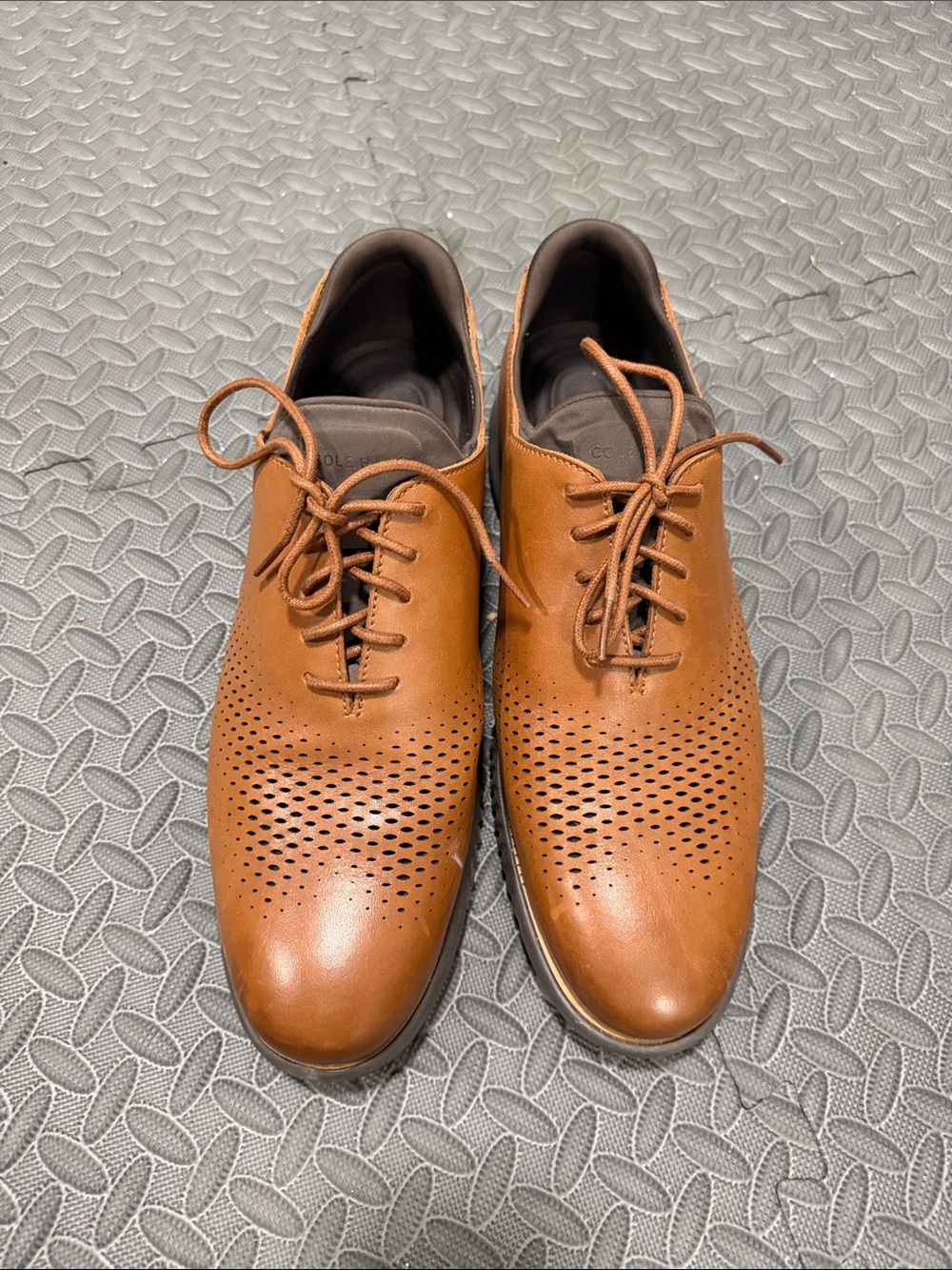 Cole Haan Men's Cognac Leather Perforated Lace-Up Oxfords